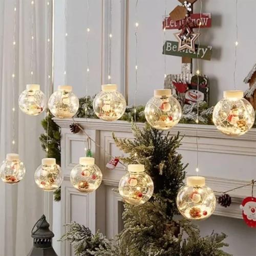 Xmas гирлянда  микс 4 вида 200L W-1  Copper curtain ball lamp W белый 3M*1.5M