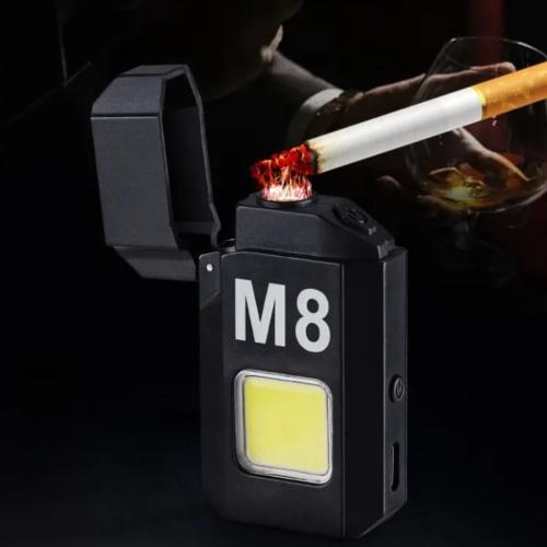 Аккумуляторная USB-зажигалка с фонариком M8 (6002)