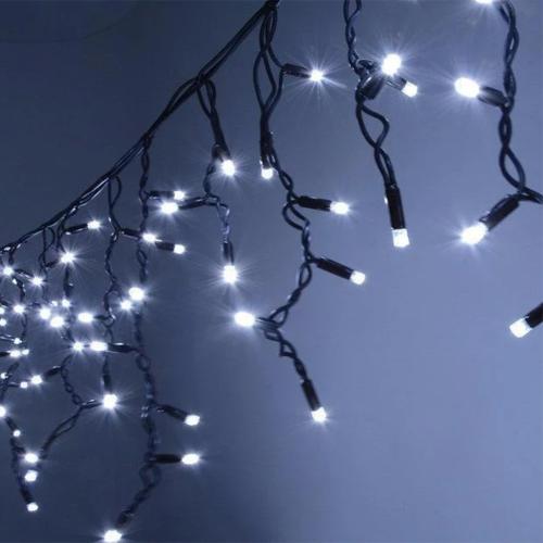 Xmas гирлянда LED 120 3.3Line Short curtain Сосульки W-2 Белая черная WIRE 5M Ул.+соед (7237)