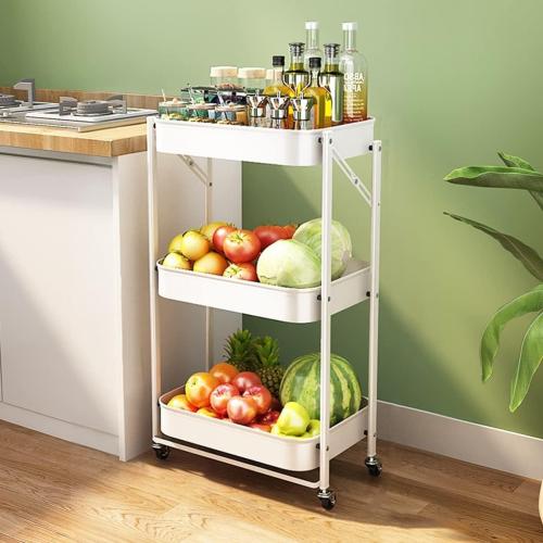 Этажерка на колесах Shelf On Wheels 3 яруса 45 х 29.5 х 76 см (R88690-W) Белая