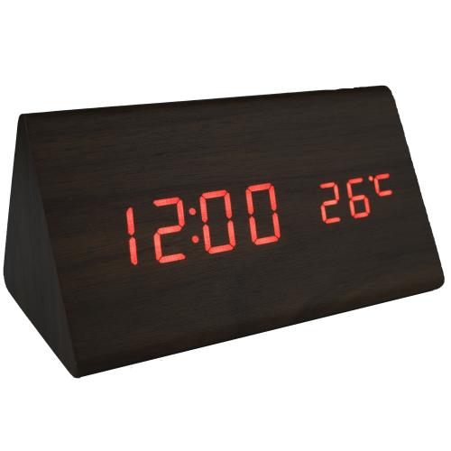 Настольные часы VST-861-1 (Коричневые) с красной подсветкой