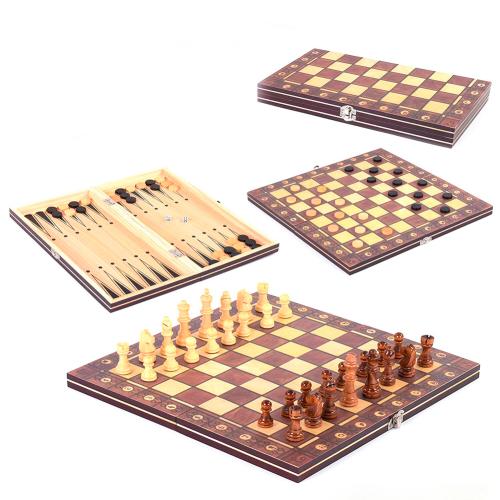 Нарды деревянные, шахматы шашки 3 в 1 (С 45103)