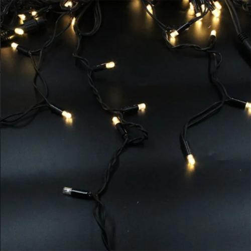 Xmas гирлянда LED 120 3.3Line Short curtain Сосульки WW-2 yellow black WIRE 5M Ул.+соед (7238)