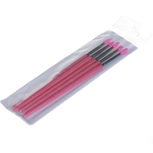 Набор силиконовых кистей для лепки/втирки 5шт (ручка розовая)