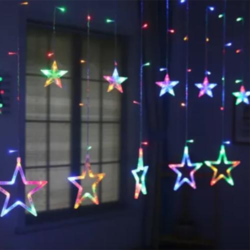 Xmas гирлянда STAR CURTAIN 12M MULTI Звезды Мультицветные 3M*80CM*50CM (24)