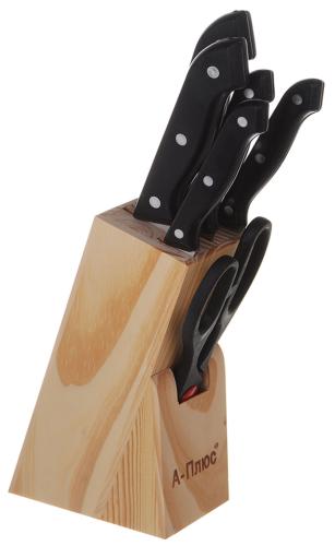 Набор ножей с деревянной подставкой (7предметов) Черные