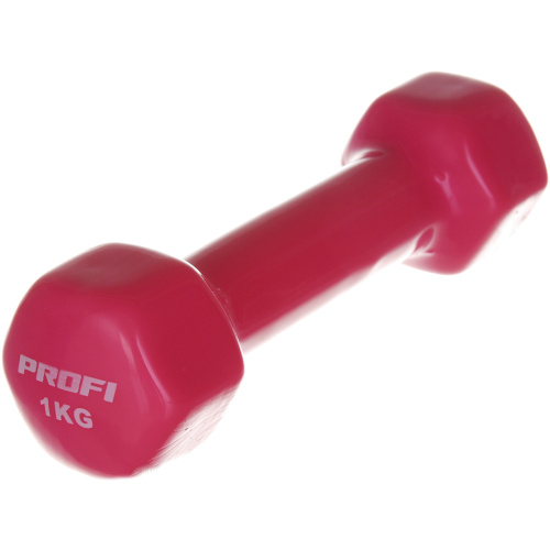 Гантель виниловая Profi 1 кг (0289) Розовая