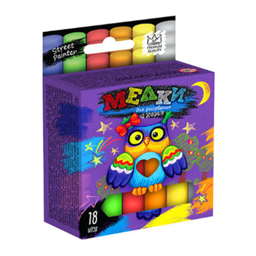 Мел для рисования на асфальте Danko Toys 18 шт (MEL-02-04U) Цветной