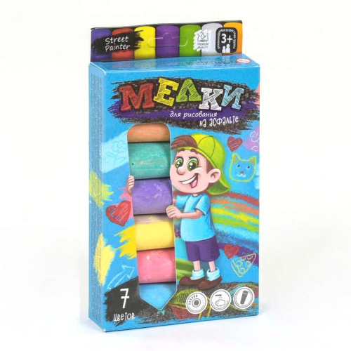 Мел для рисования на асфальте Danko Toys 7 шт (MEL-01-05) Цветной