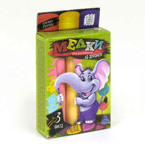 Мел для рисования на асфальте Danko Toys 3 шт (MEL-01-01) Цветной