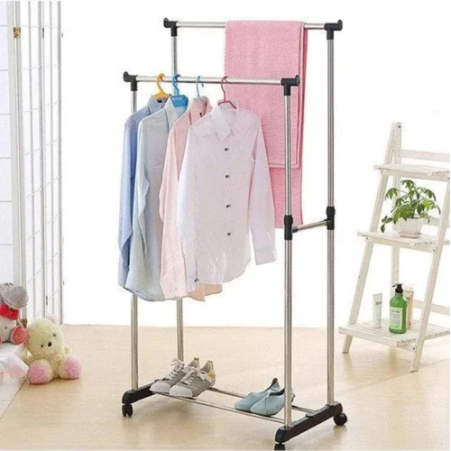 Телескопическая стойка-вешалка для одежды Double Pole Clothes Horse (большая) 339 LR